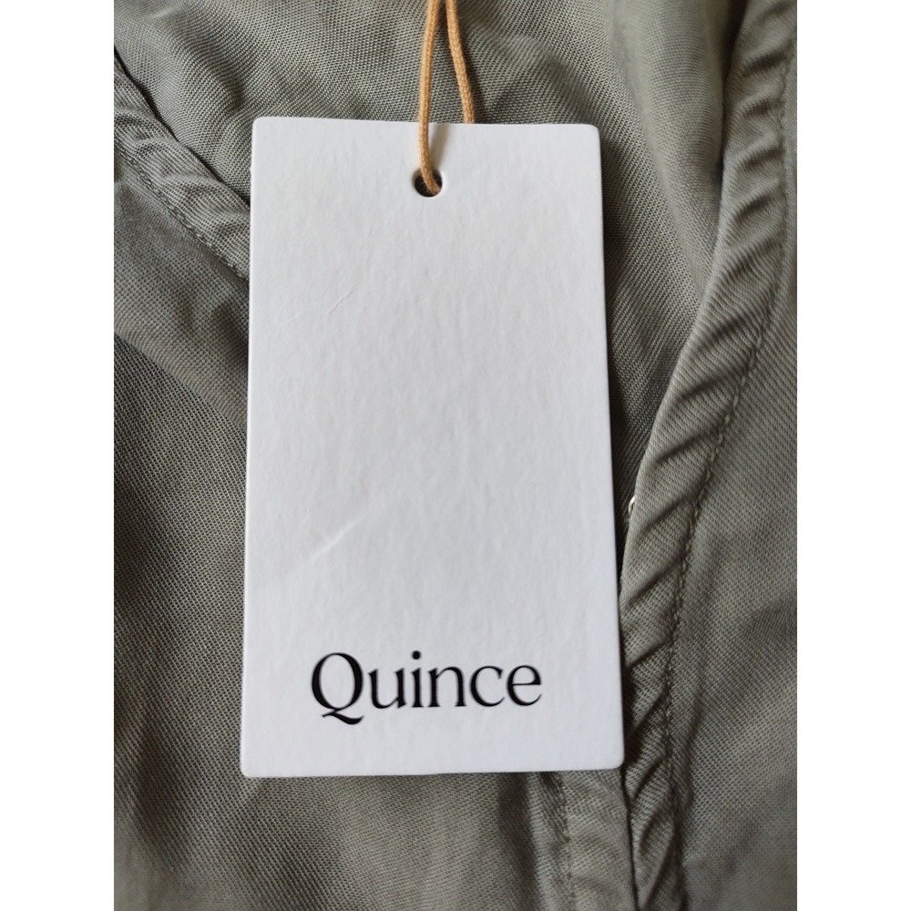 Quince Tencel Short Sleeve Mini Dress Olive Green Size Medium New With Tags - Picture 9 of 10